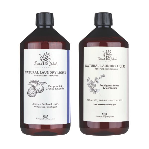 天然洗衣精 香氣雙重奏 禮盒｜尤加利×天竺葵＋佛手柑×薰衣草｜1000ml×2 英國 Vanilla Blanc｜Read the Label