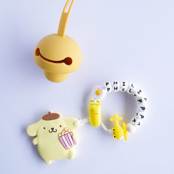 布丁狗 Pompompurin 固齒器奶嘴鏈套組｜客製英文名字・禮盒加購