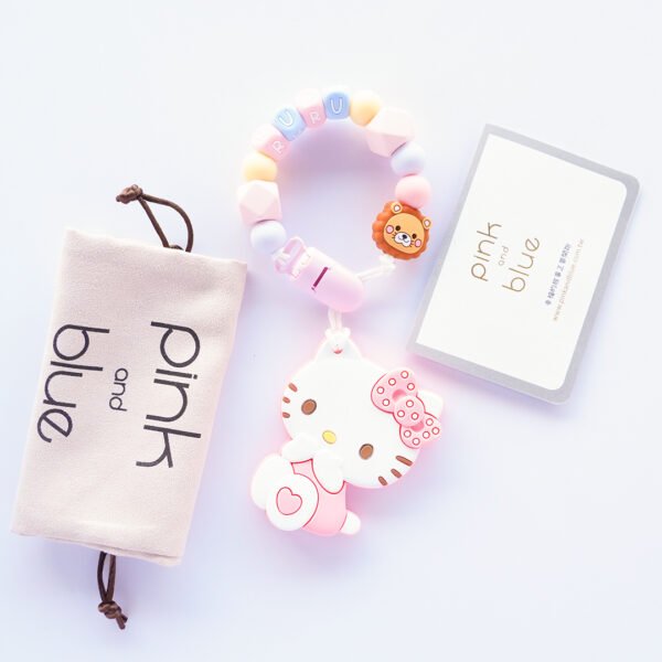 Hello Kitty 固齒器奶嘴鏈套組－RURU 獅子款與品牌袋卡