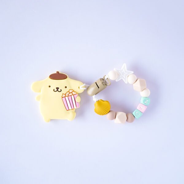 布丁狗 Pompompurin 固齒器奶嘴鏈套組｜客製英文名字・禮盒加購