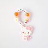 Hello Kitty 固齒器奶嘴鏈套組－yuruo 雛菊 熱氣球，客製名字示意