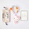 Hello Kitty 固齒器奶嘴鏈套組－yuruo 雛菊 熱氣球 袋 卡，客製名字示意