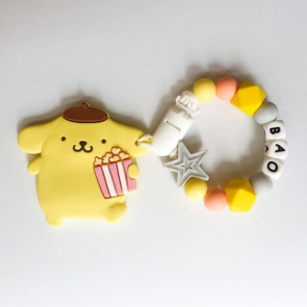 布丁狗 Pompompurin 固齒器奶嘴鏈套組｜客製英文名字・禮盒加購