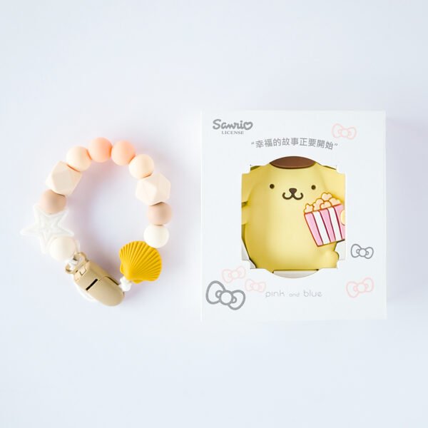 布丁狗 Pompompurin 固齒器奶嘴鏈套組｜客製英文名字・禮盒加購