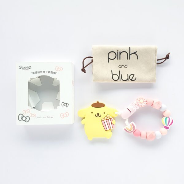 布丁狗 Pompompurin 固齒器奶嘴鏈套組｜客製英文名字・禮盒加購