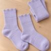 柔棉花邊中筒襪｜荷葉襪口・混色5雙入