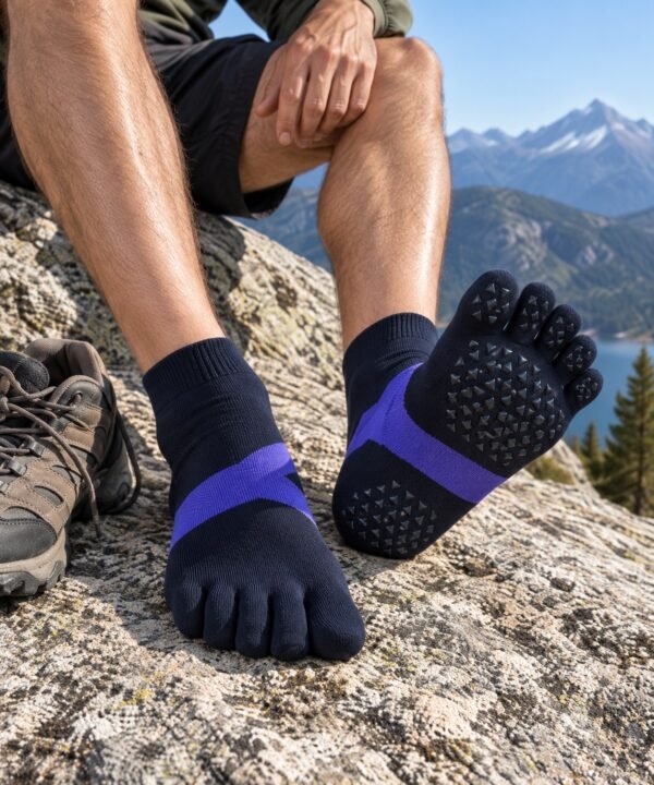 toe-grip-socks-04-scene 五指防滑運動襪|分趾止滑矽膠 透氣機能襪 登山健身 - pink and blue